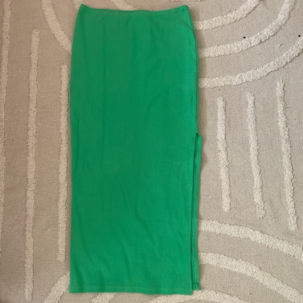 Princess Polly green slit maxi skirt